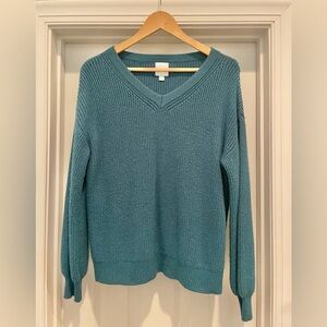 The Mint Teal V-Neck Women's Sweater Small
